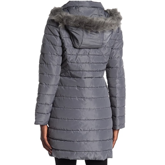 KENNETH COLE Faux Fur Trimmed Hooded Puffer Jacket - Picture 2 of 13